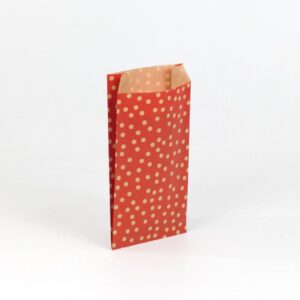 sobres papel kraft para regalo 11x21+5 lunares rojos