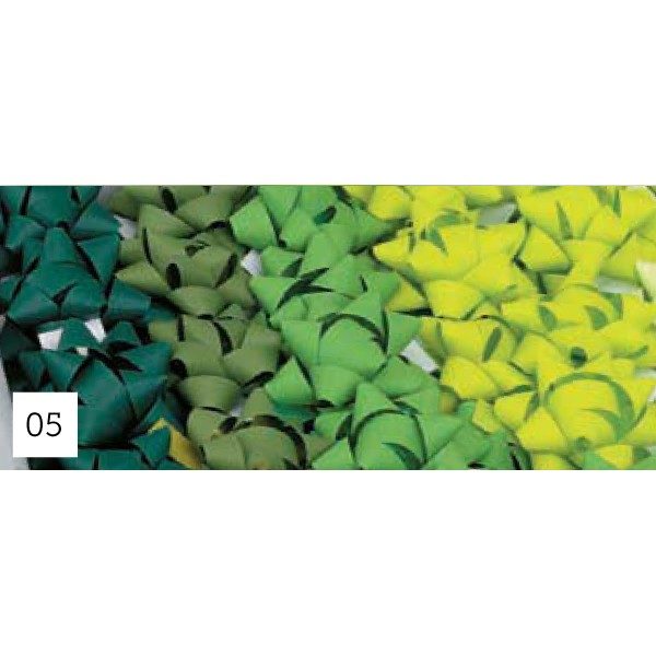 Pompones adhesivos papel sintético medianos surtidos de color verde