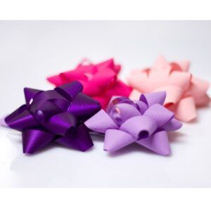 Pompones adhesivos papel sintético medianos surtidos de color rosa lila violeta morado