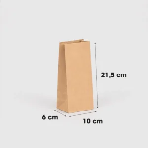 Bolsa de papel sin asas 10x6x21,5 cm con medidas – Bolsa americana kraft marrón