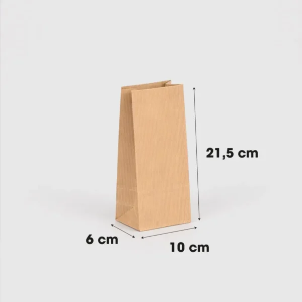 Bolsa de papel sin asas 10x6x21,5 cm con medidas – Bolsa americana kraft marrón