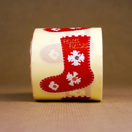 Etiquetas adhesivas roja de Feliz Navidad en forma de calcetín