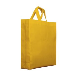 Bolsa de tela fondo cuadrado 38x10x40 amarillo asa cinta