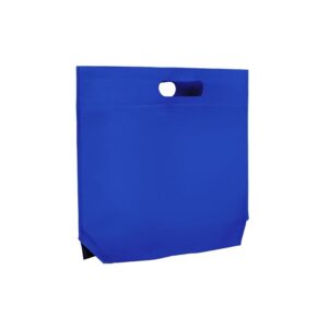 Bolsa TNT pequeñas asa troquelada fuelle hexagonal 34x23+9 azul medio