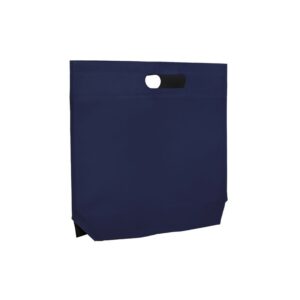 Bolsa TNT pequeñas asa troquelada fuelle hexagonal 34x23+9 azul oscuro