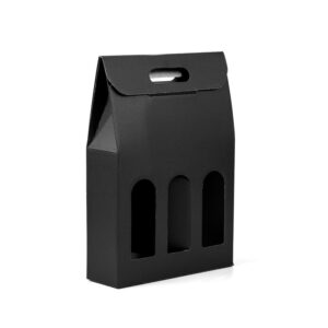 Caja para 3 botellas, estuche modelo pisa negro