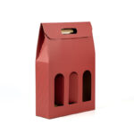 Caja para 3 botellas, estuche modelo pisa rojo