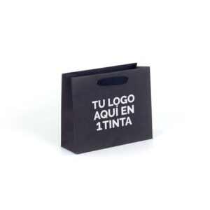 bolsas de lujo negra personalizadas 1 tinta asa cinta 24x8x20