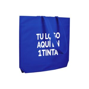 Bolsas de tela personalizadas asa cinta fuelle hexagonal azul medio