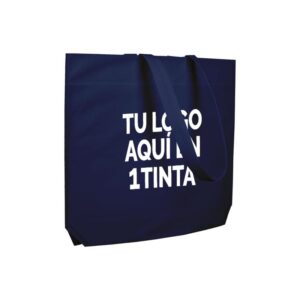 Bolsas de tela personalizadas asa cinta fuelle hexagonal azul oscuro