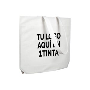 Bolsas de tela personalizadas asa cinta fuelle hexagonal blanca