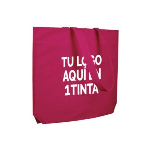 Bolsas de tela personalizadas asa cinta fuelle hexagonal magenta fucsia