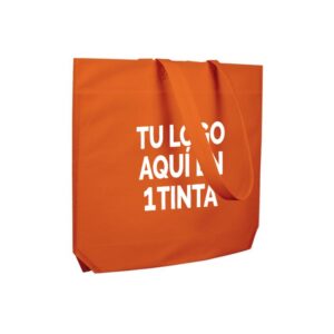 Bolsas de tela personalizadas asa cinta fuelle hexagonal naranja