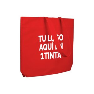 Bolsas de tela personalizadas asa cinta fuelle hexagonal roja