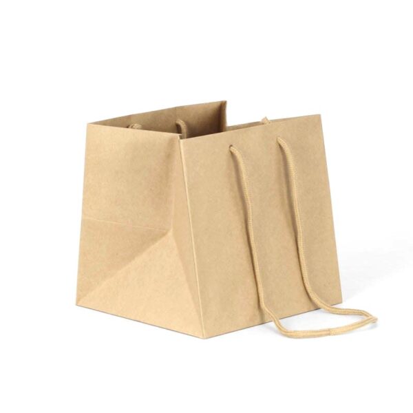 bolsas de papel para macetas 22x22x22 asa larga kraft marrón reciclado