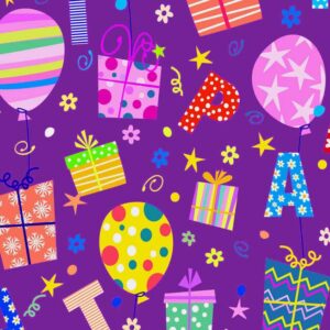 Papel de regalo infantil con dibujo de globos y regalos 104911100