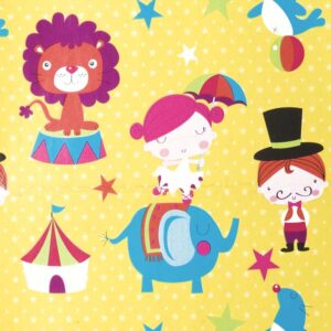 Papel de regalo amarillo con dibujos del circo 155944100