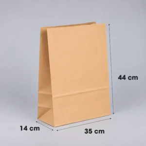 Bolsa papel americana sin asas kraft marrón reciclado 35x14x44 cm - Medidas