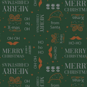 Papel de regalo navideño verde con tipografías 251918