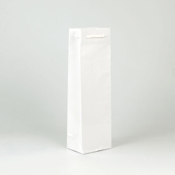 Bolsa de lujo plastificada 12x9x40 blanca para botellas de vino
