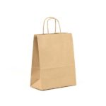 Bolsa de papel barata asa rizada 22x10x27 Kraft marrón reciclado