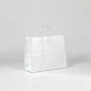 Bolsa de papel barata apaisada de 28x10x22 blanca