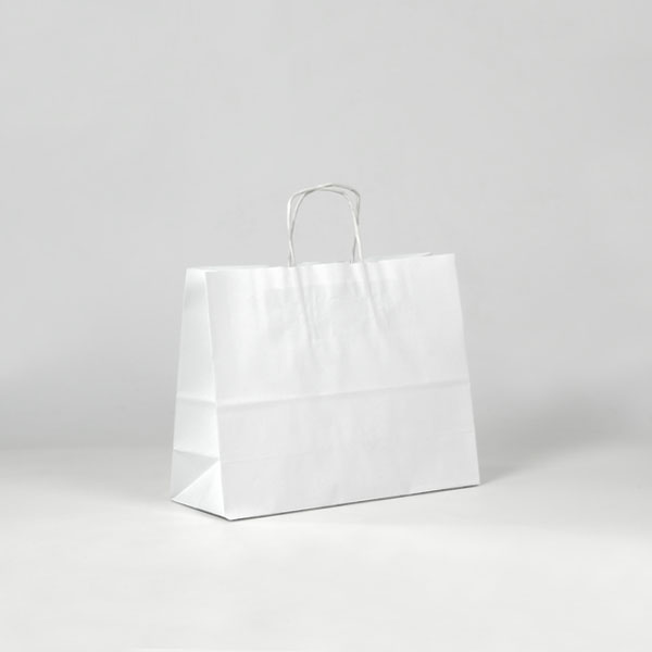 Bolsa de papel barata apaisada de 28x10x22 blanca