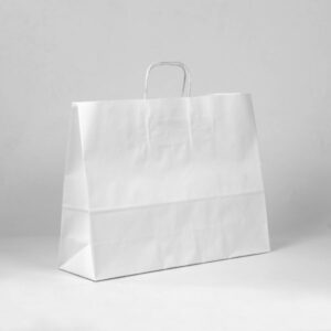 Bolsa de papel barata apaisada de 41x12x32 blanca