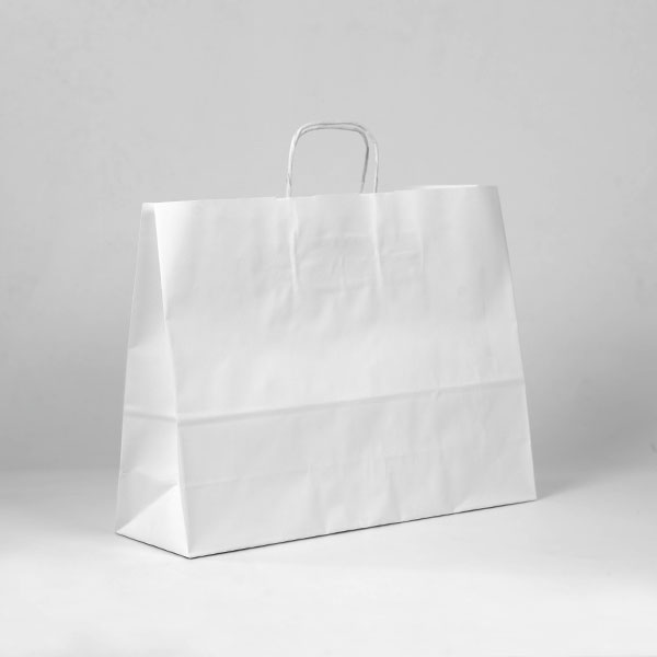 Bolsa de papel barata apaisada de 41x12x32 blanca