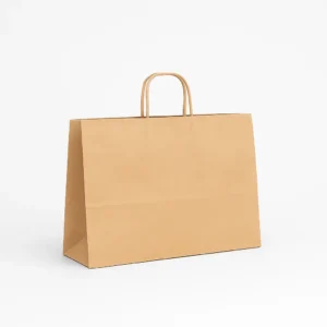 Bolsa de papel barata kraft marrón 40x12x31 cm con asa rizada 100 g – Caja 250 y pack 50 unidades
