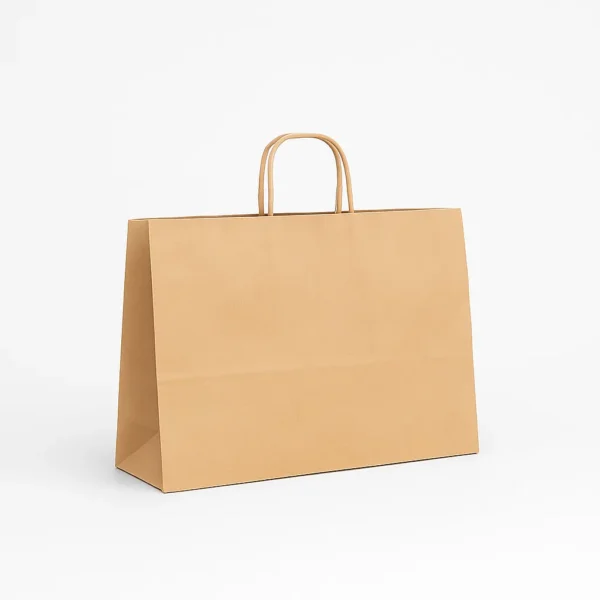 Bolsa de papel barata kraft marrón 40x12x31 cm con asa rizada 100 g – Caja 250 y pack 50 unidades Bolsa de papel barata kraft marrón 40x12x31 cm con asa rizada 100 g – Caja 250 y pack 50 unidades