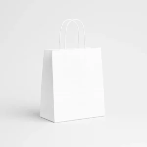 Bolsa de papel económica blanca 22x10x27 cm con asa rizada 100 g – Caja 400 y pack 50 unidades