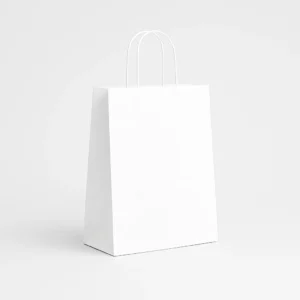 Bolsa de papel barata blanca 27x14x31 cm con asa rizada 100 g – Caja 250 y pack 50 unidades