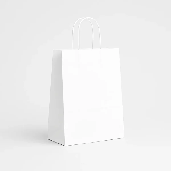 Bolsa de papel barata blanca 27x14x31 cm con asa rizada 100 g – Caja 250 y pack 50 unidades