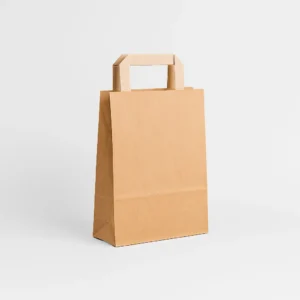 Bolsa de papel blanca 22x10x28 cm con asa plana – 80 g – Caja 250 y pack 50 unidades