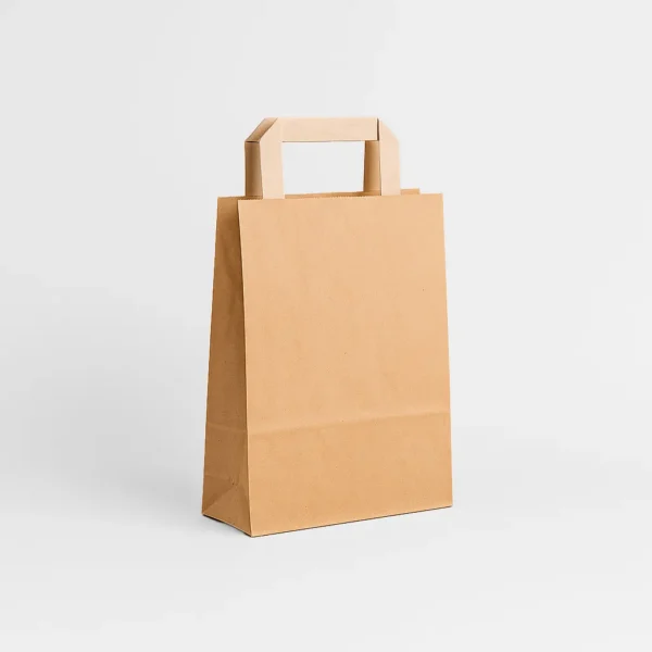 Bolsa de papel blanca 22x10x28 cm con asa plana – 80 g – Caja 250 y pack 50 unidades