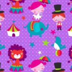 papel regalo infantil lila circo