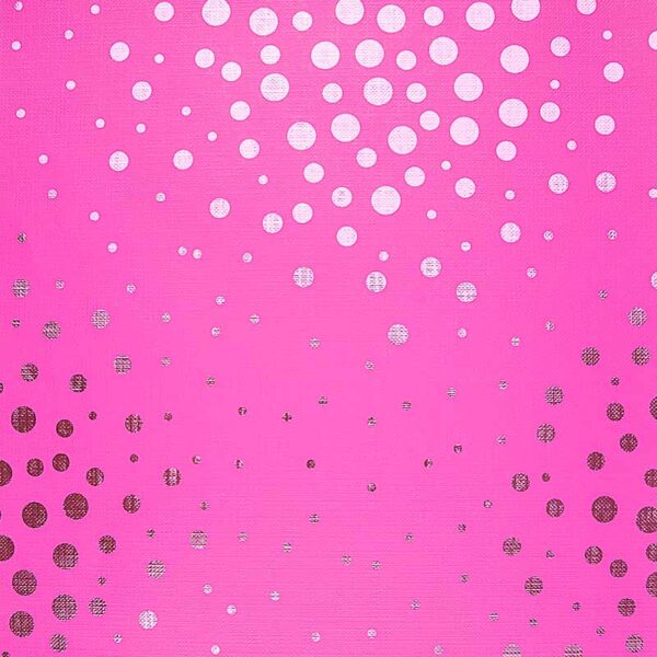 Bobina papel regalo metalizado gofrado rosa dibujo círculos
