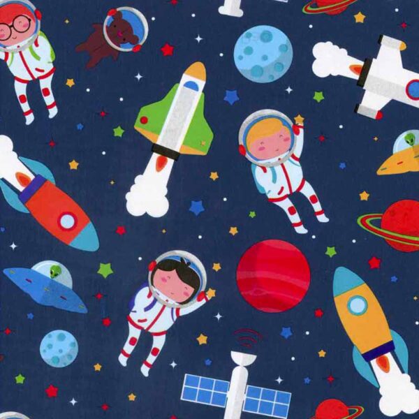 Bobina papel regalo infantil azul astronautas