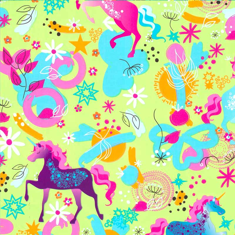 Papel regalo infantil con dibujo de unicornios