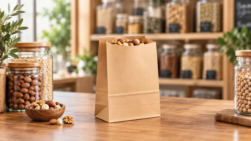 Bolsas de papel sin asas medianas Bolsa de papel kraft sin asas mediana para frutos secos