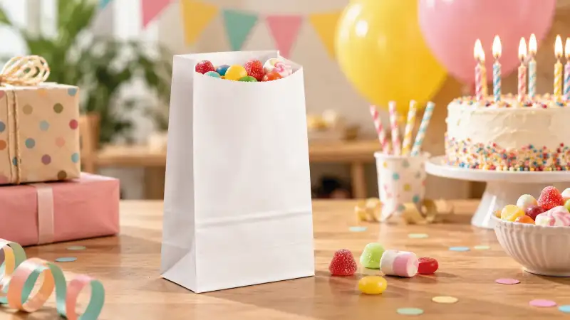 Bolsas de papel sin asas pequeñas Bolsa de papel blanca sin asas pequeña para dulces