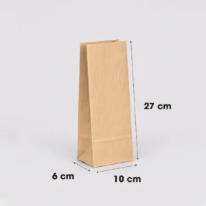 Bolsa de papel sin asas 10x6x27 cm con medidas – Bolsa americana kraft marrón