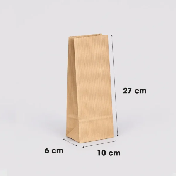 Bolsa de papel sin asas 10x6x27 cm con medidas – Bolsa americana kraft marrón