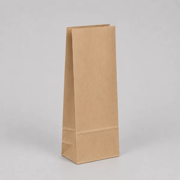 Bolsa papel americana sin asas kraft marrón verjurado 14x8x32 cm