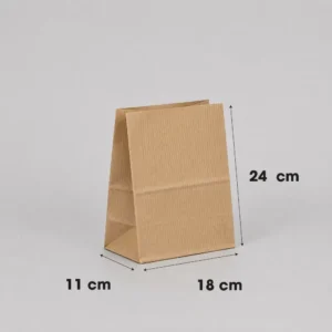 Medidas bolsa papel americana sin asas kraft marrón verjurado 18x11x24 cm