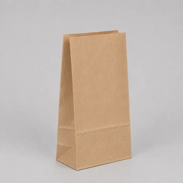 Bolsa papel americana sin asas 18x11x30 cm kraft marrón verjurado
