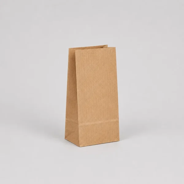 Bolsa papel americana sin asas kraft marrón verjurado 12x7x23 cm