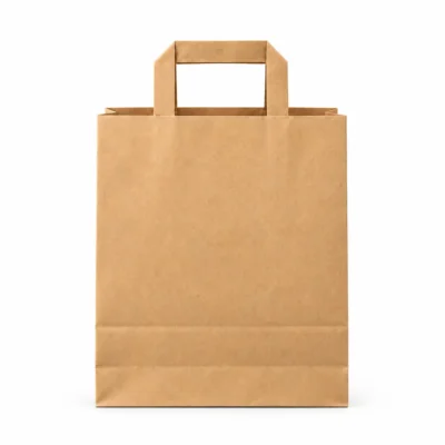 Bolsa de papel kraft con asa plana