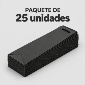 Paquete de 25 bolsas negras plegadas para botella Magnum con asas de cordón